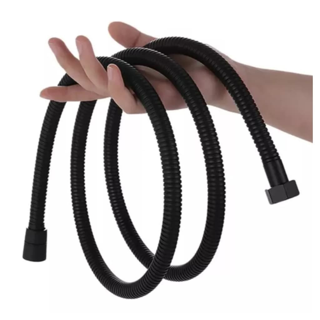 Engate Preto Flexível Metal 1,20Metros Inox para Ducha Higiênica e Chuveiros