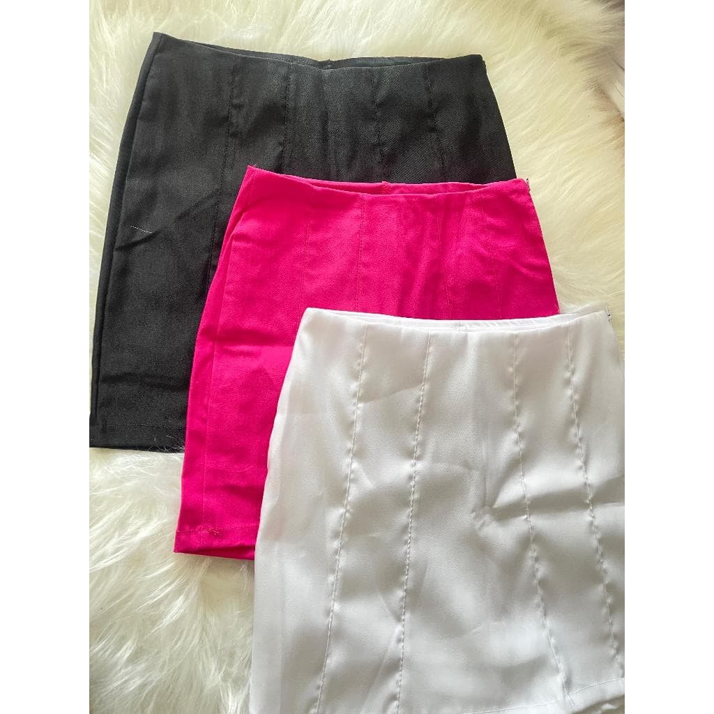 kit 3 SHORT SAIA  MARIA bengaline moda feminina zíper na lateral