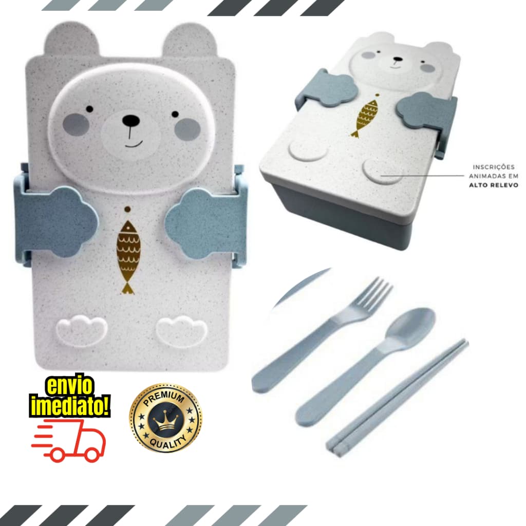 Lancheira Pote Marmita Infantil Divisórias 900 Ml Talher Escolar