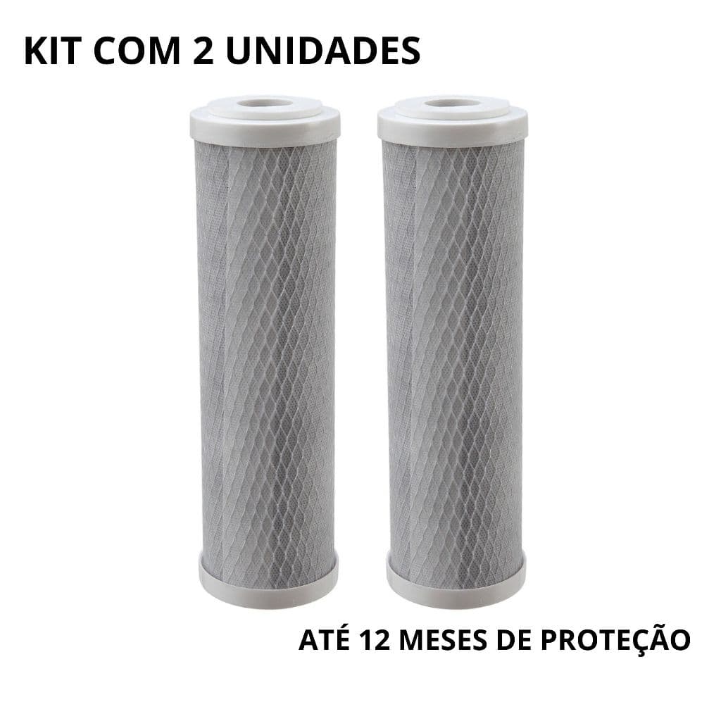 Kit 2 Refil Filtro Vela 9 3/4 e 10 Carbon Block Carvão Ativado 5 Micra Encaixe