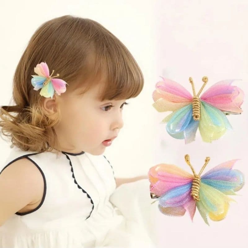 Presilhas borboletas tule candy colors infantil