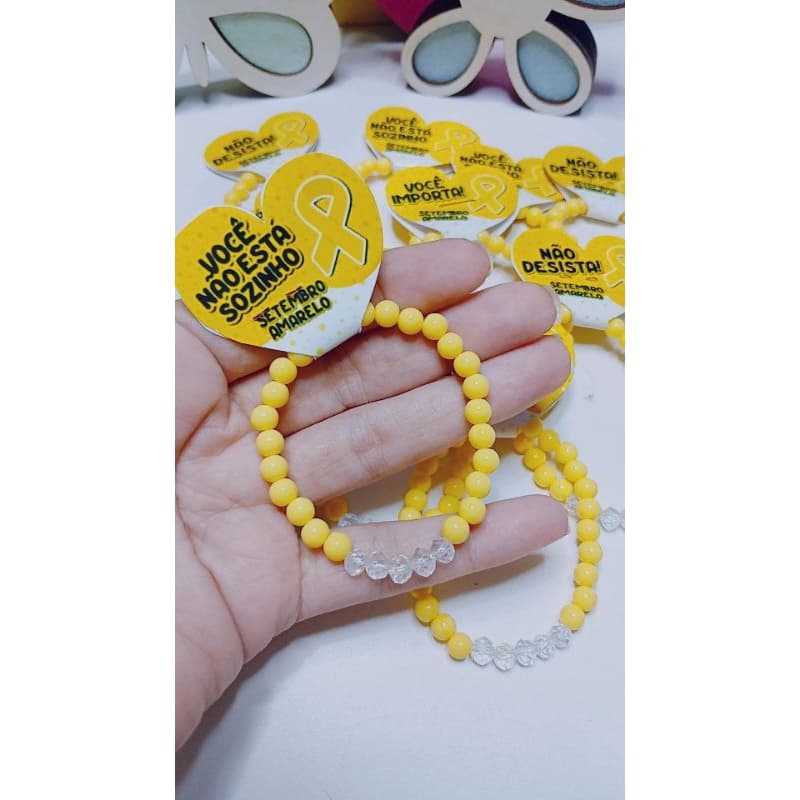 Kit com 10 Pulseiras Setembro Amarelo - Mimos Setembro Amarelo