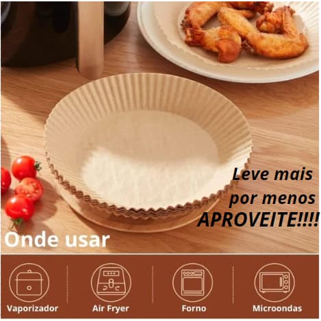 Forma para air fryer descartável/ Forma Redonda Air Fryer Descartável