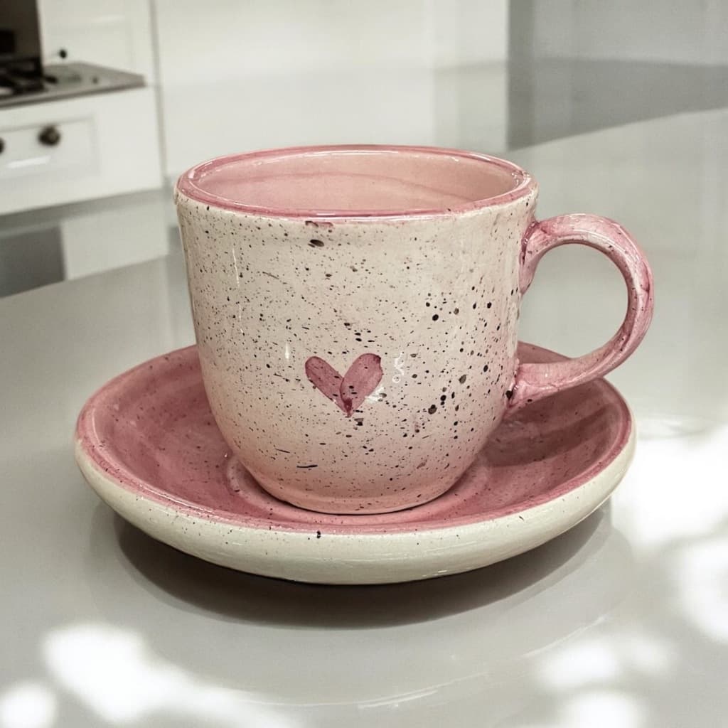 Xícara Café Pequena Cerâmica  Pintado á Mão