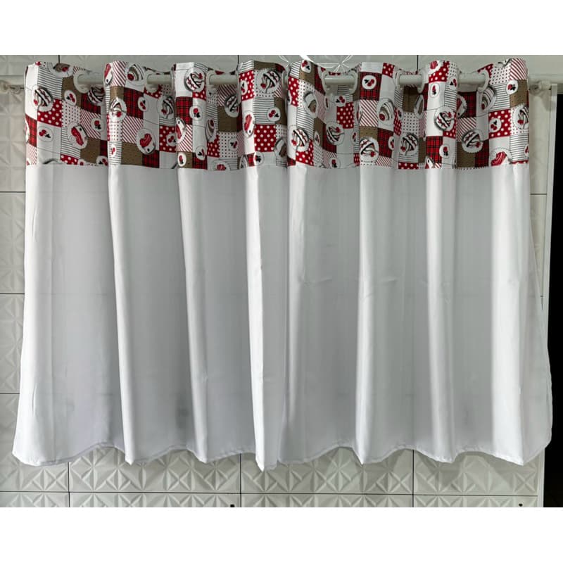Cortina de Cozinha 2,80 x 1,20 Oxford Estampado janela vitro