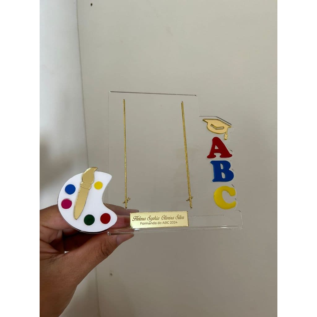 PORTA RETRATO ABC AQUARELA PERSONALIZADO EM ACRILICO