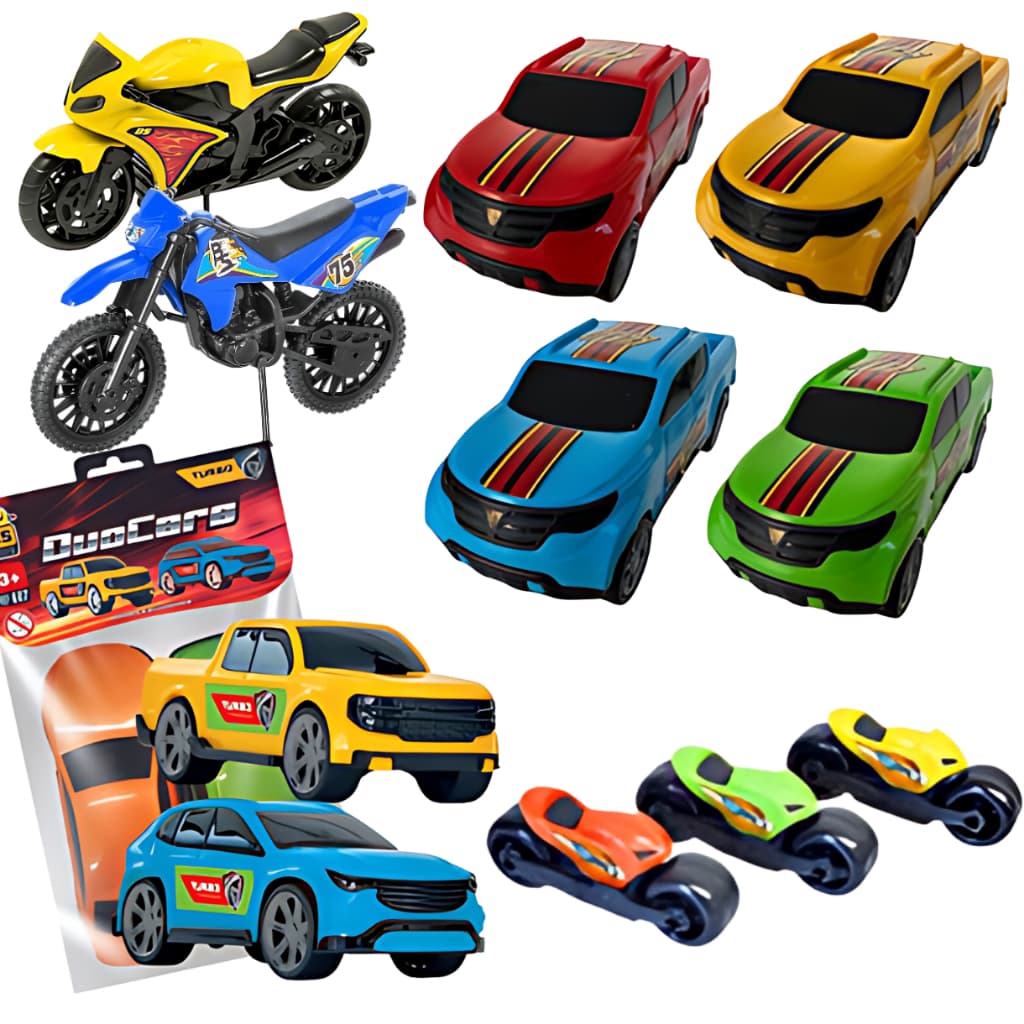 Kit 11 Brinquedos Para Menino Carrinhos e Motinhas Presente Dia das Crianças Picapes Atacado