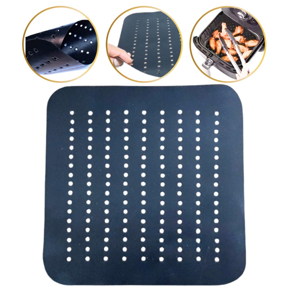 Tapete Protetor Manta Tela Teflon Para Air Fryer Modelo Quadrado 21CM X 21CM