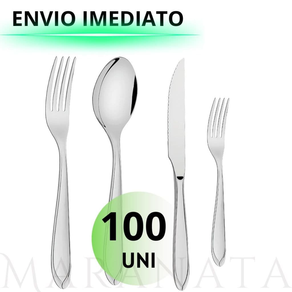 'Jogo de Talheres 100 peças 25 Facas 25 Garfos 25 Colheres 25 Garfos de Sobremesa  Aço Inox