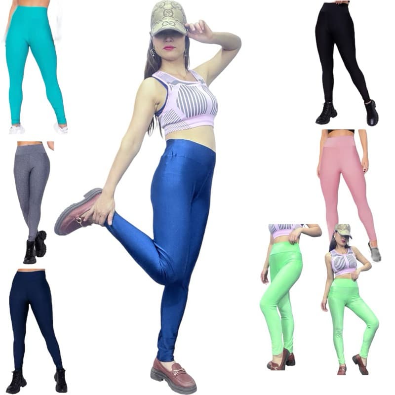Kit 2 Calças Legging feminina  Lisa Fitness Feminina Suplex Atacado