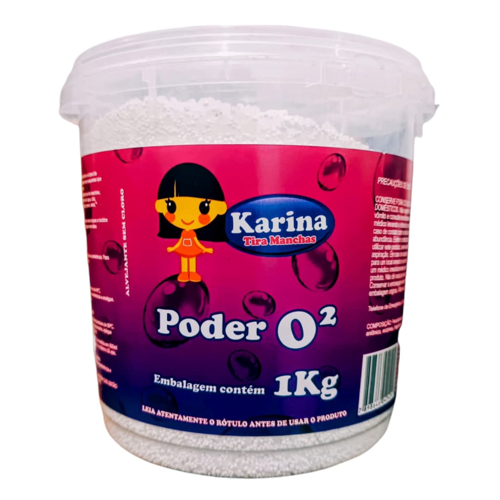 Tira Manchas Em Pó Karina Power O2 Alvejante Sem Cloro Pote De 1Kg
