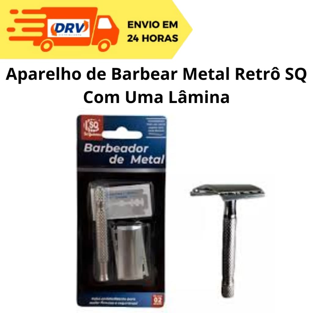 Aparelho de Barbear Metal Retrô com Lâmina - Aparelho de Barbear Antigo - Aparelho de Barbear Retrô