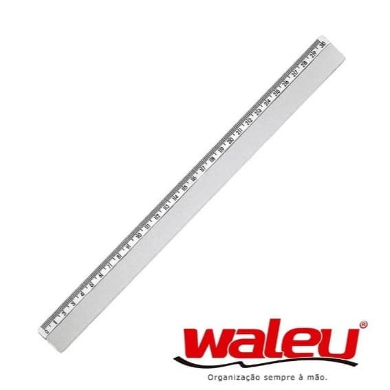 Régua Escolar Plástica Waleu 30 Cm - 10 Unid