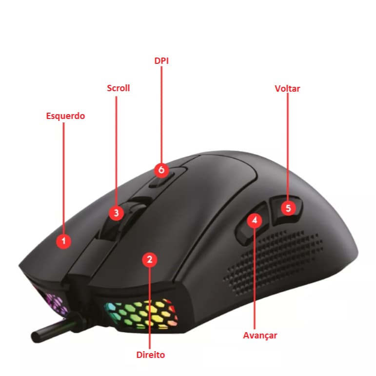 Mouse Gamer Jogo 7200 Dpi Óptico Led Rgb Usb Pc Videogame