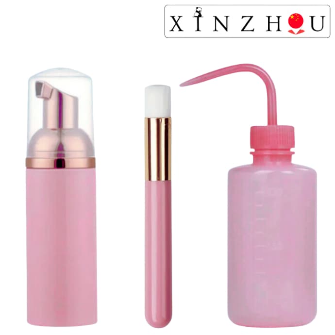 Kit cuidados e limpeza de cilios com pisseta, pump, escovinha de limpeza