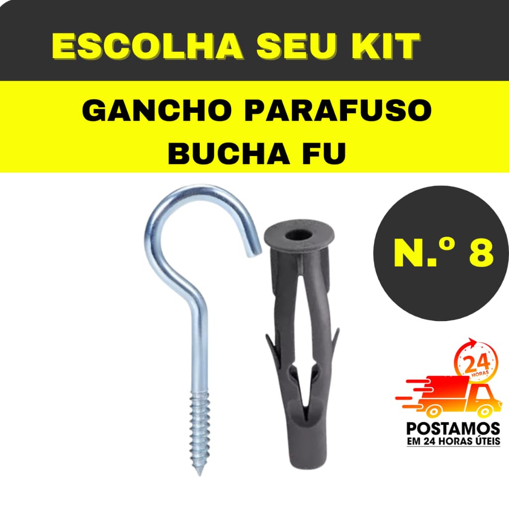 Escolha 10 á 50 un Pacote de Gancho Parafuso E Bucha Fu pra Tijolo s-8 -  (10 Á 50 UNIDADES)