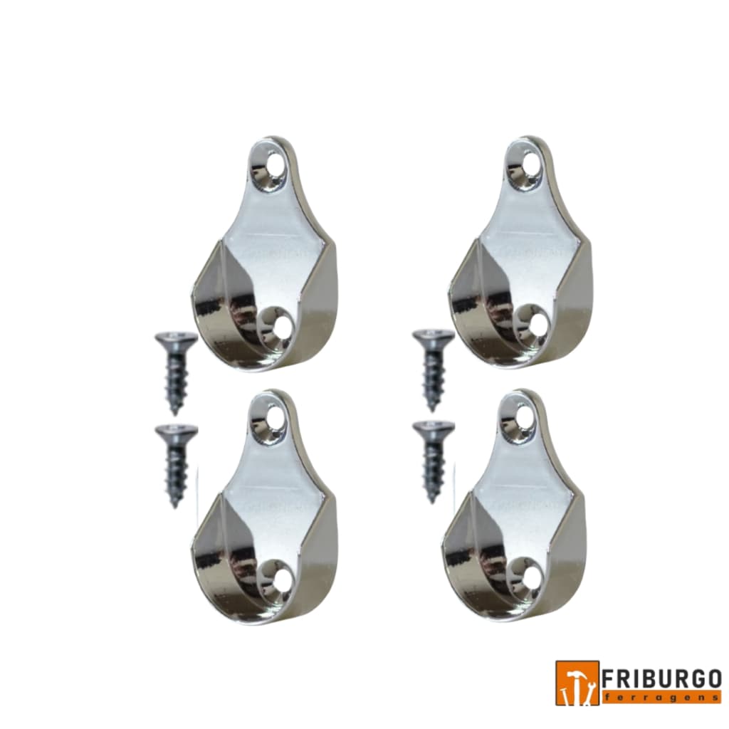 Kit com 4 UND Suporte Lateral Para Guarda Roupa Tubo Cabideiro Redondo