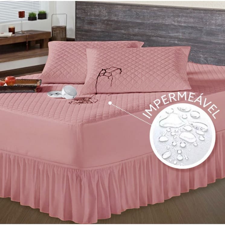 Kit Protetor Colchão Casal Impermeável + Saia Box Matelado