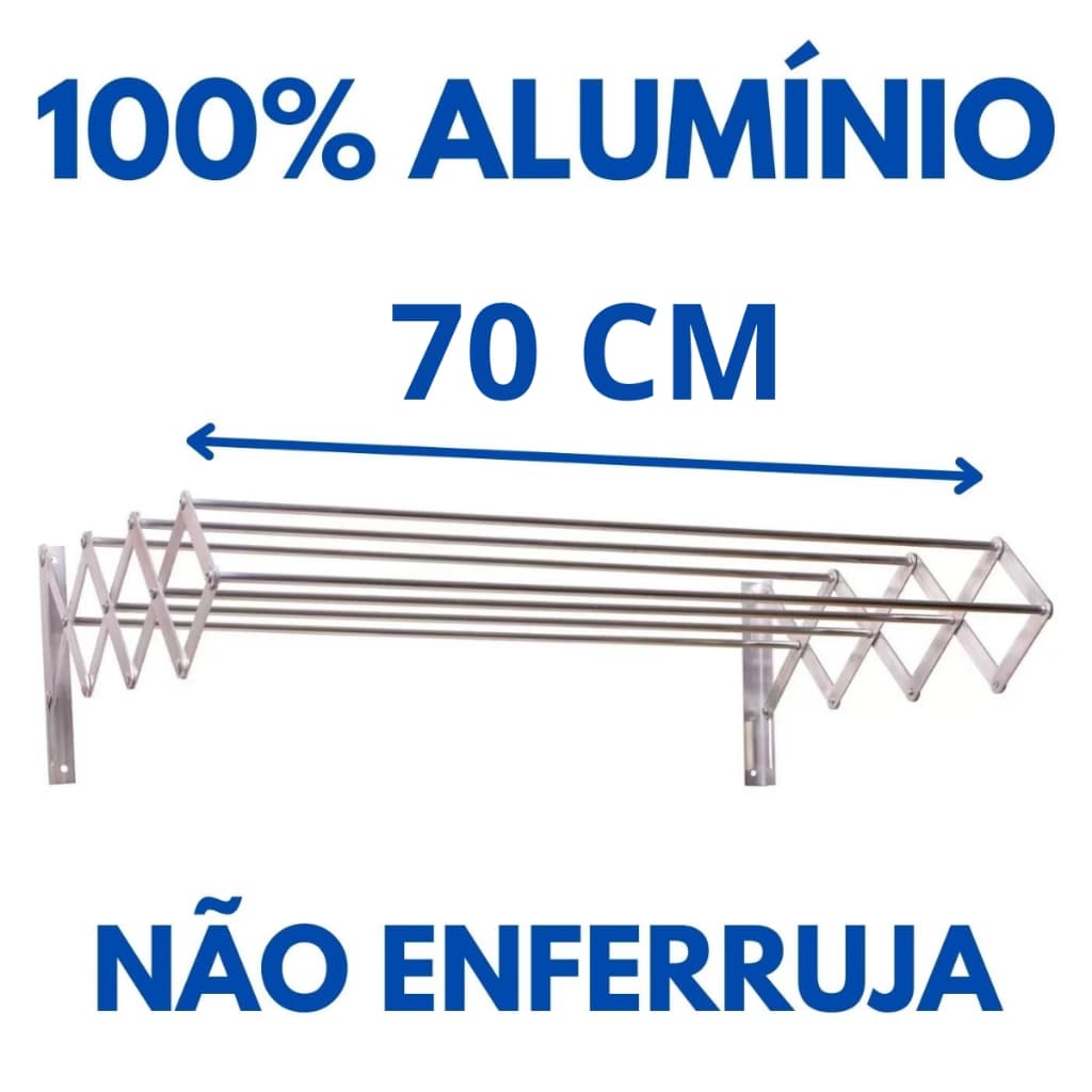 Varal De Roupas Sanfonado Parede Retratil Dobravel 70 Cm Alumínio - BITENFER VARAIS