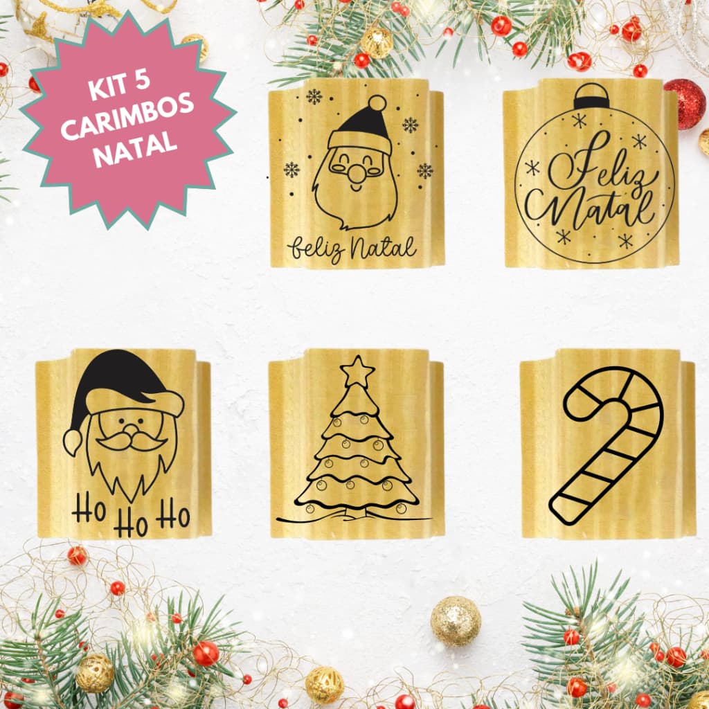 Kit 5 Carimbos Natal  para embalagens