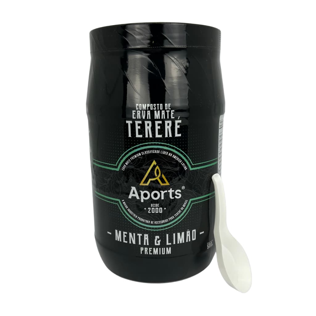 Erva mate tereré aports menta limão 500g embalagem multi uso com colher dosadora especial premium saborosa