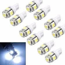 2/10 x Lâmpada automotiva t10 5 leds  placa  farolete teto BRANCA kit
