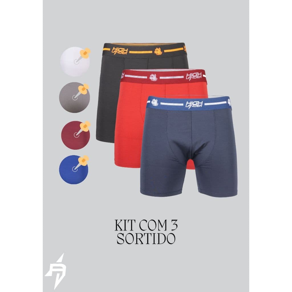 KIT 3 CUECAS BOX BOXER CICLISTA LONG LEG CONFORTÁVEL FORRO 100% ALGODÃO