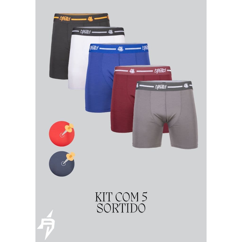 KIT 5 CUECAS BOX BOXER CICLISTA LONG LEG CONFORTÁVEL FORRO 100% ALGODÃO