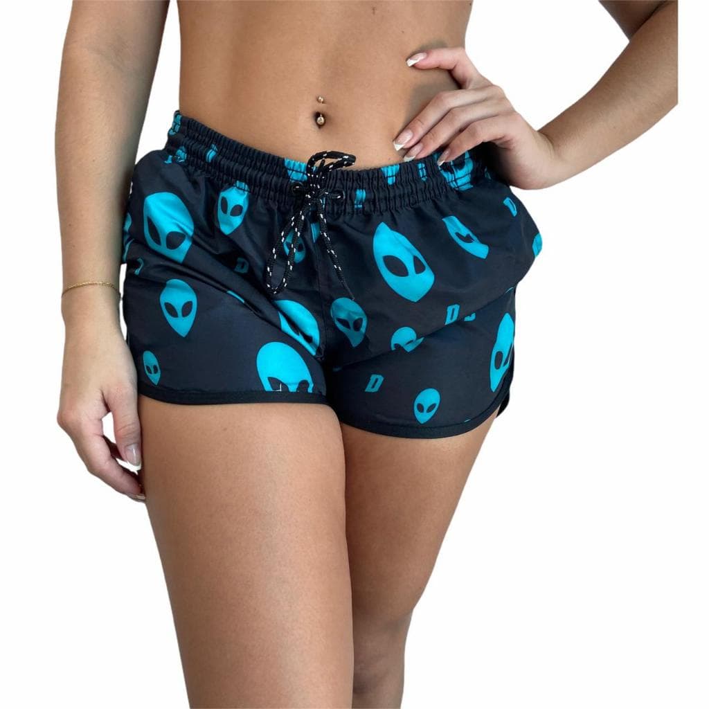 Shorts Feminino Tactel Praia Alien Deluvi