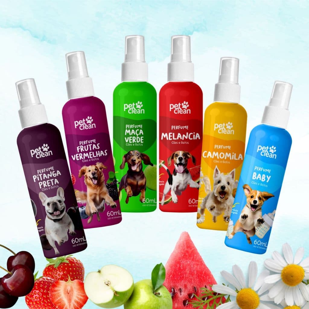 Perfume para Cães e Gatos Pet Clean 60ml Fragrâncias Frutadas