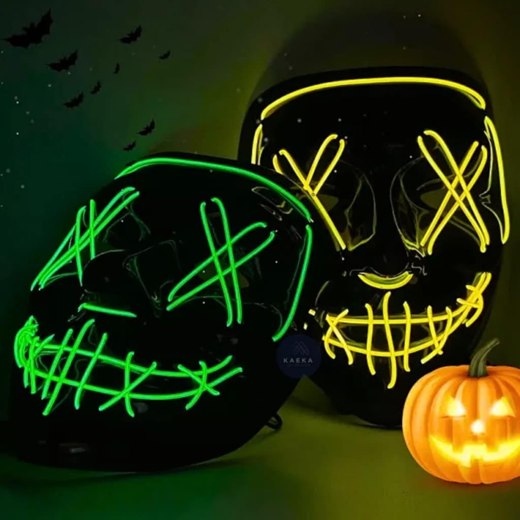 Máscara Led Neon Carnaval Cosplay Halloween Fantasia Terror
