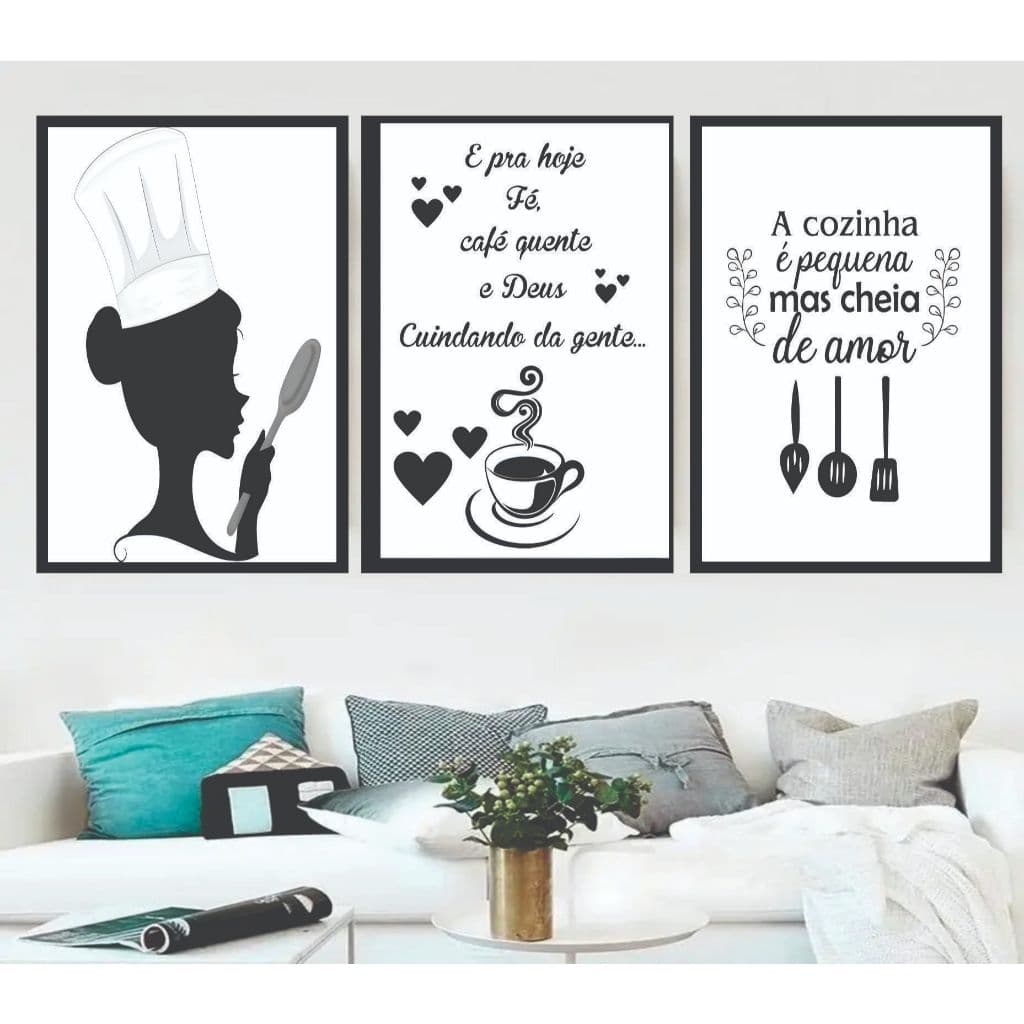 Kit Quadro Placa Decorativo Para cozinha Estilo Casa Nova Café Colheres Restaurante