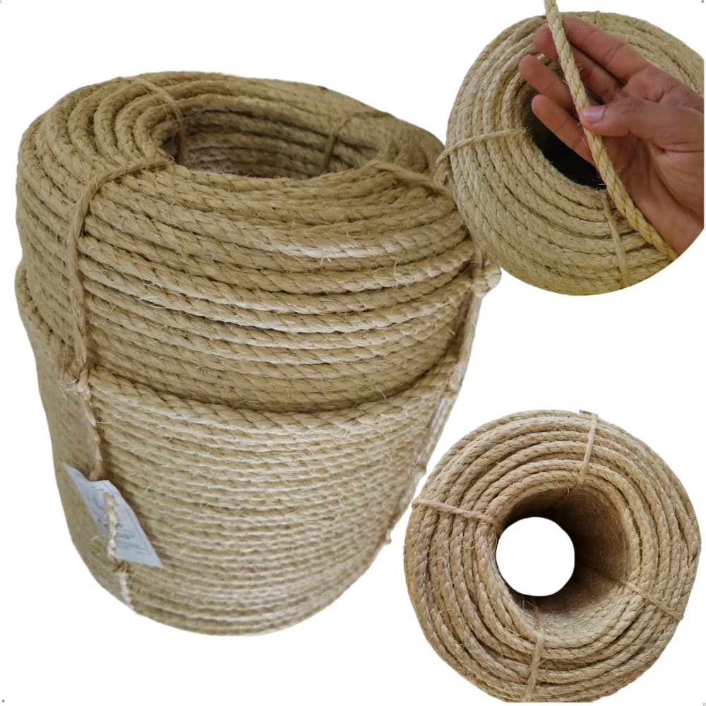 CORDA DE SISAL LASIS 8MM 220M ARTESANATO ARRANHADORES DECORAÇÃO RUSTICA JUTA
