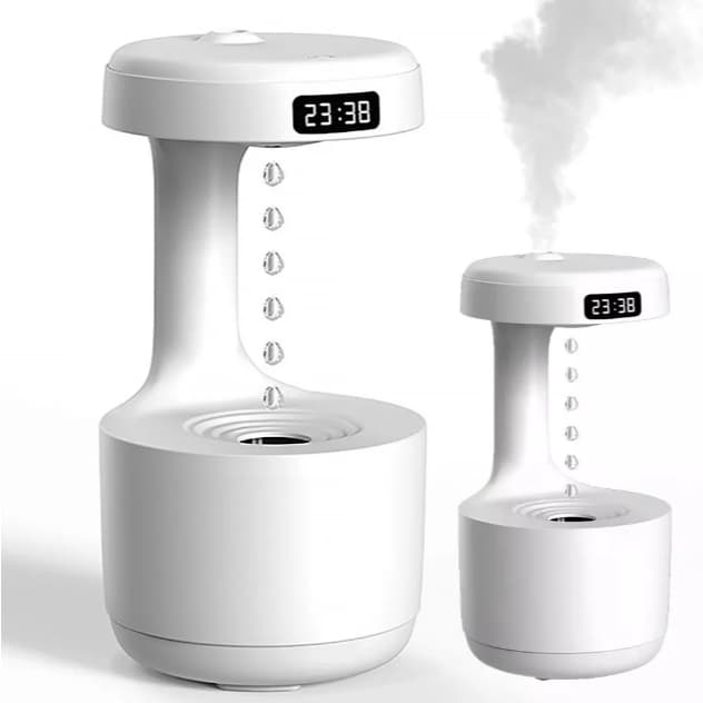 Umidificador Ar Água Anti-gravidade Difusor Relógio Lz599 Cor Branco 110V/220V (Bivolt)