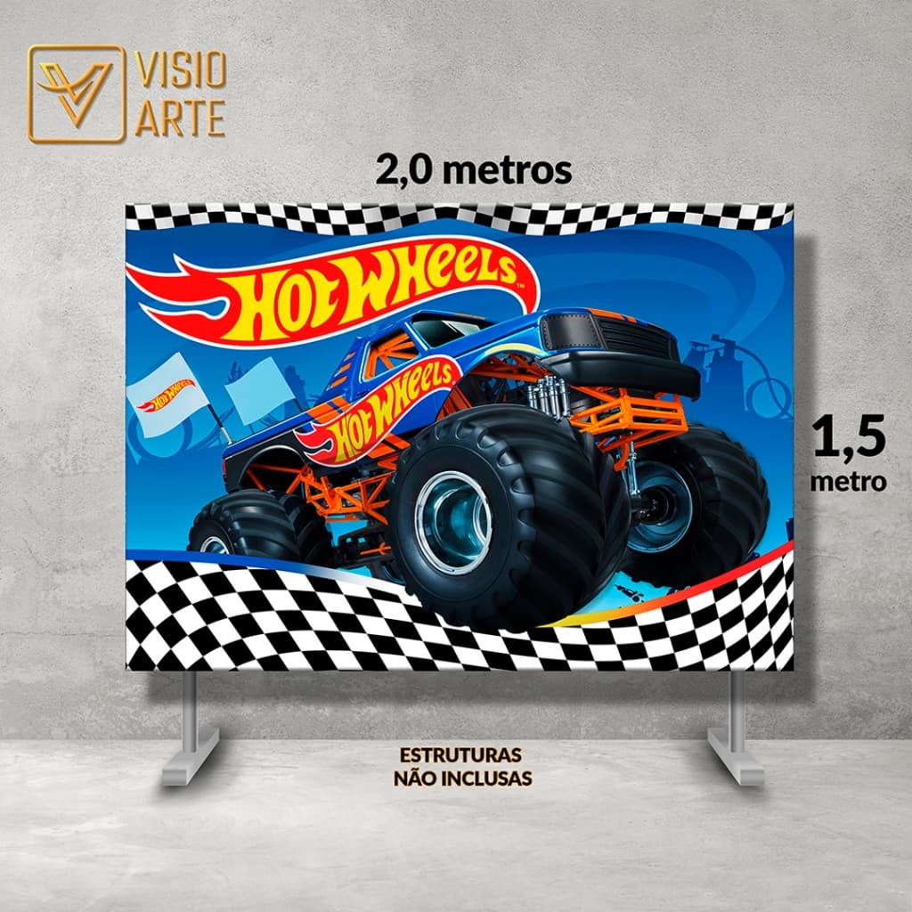 Painel Retangular Tecido Sublimado 3D Monster Truck  2,00 x 1,50