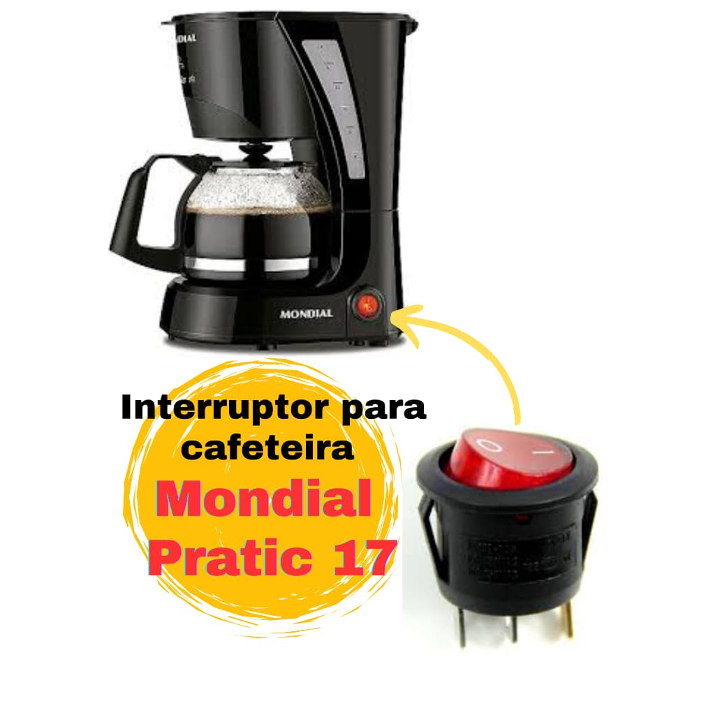 Interruptor botão liga desliga para cafeteira Mondial Pratic 17 (com led)