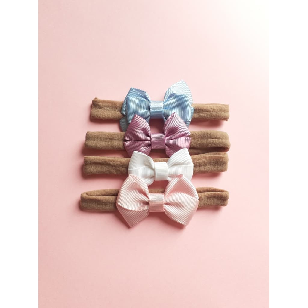 Kit 4 faixinhas candy color - laços bebê - tiara rn até 02 anos - roupinhas - saída maternidade - acessorio infantil