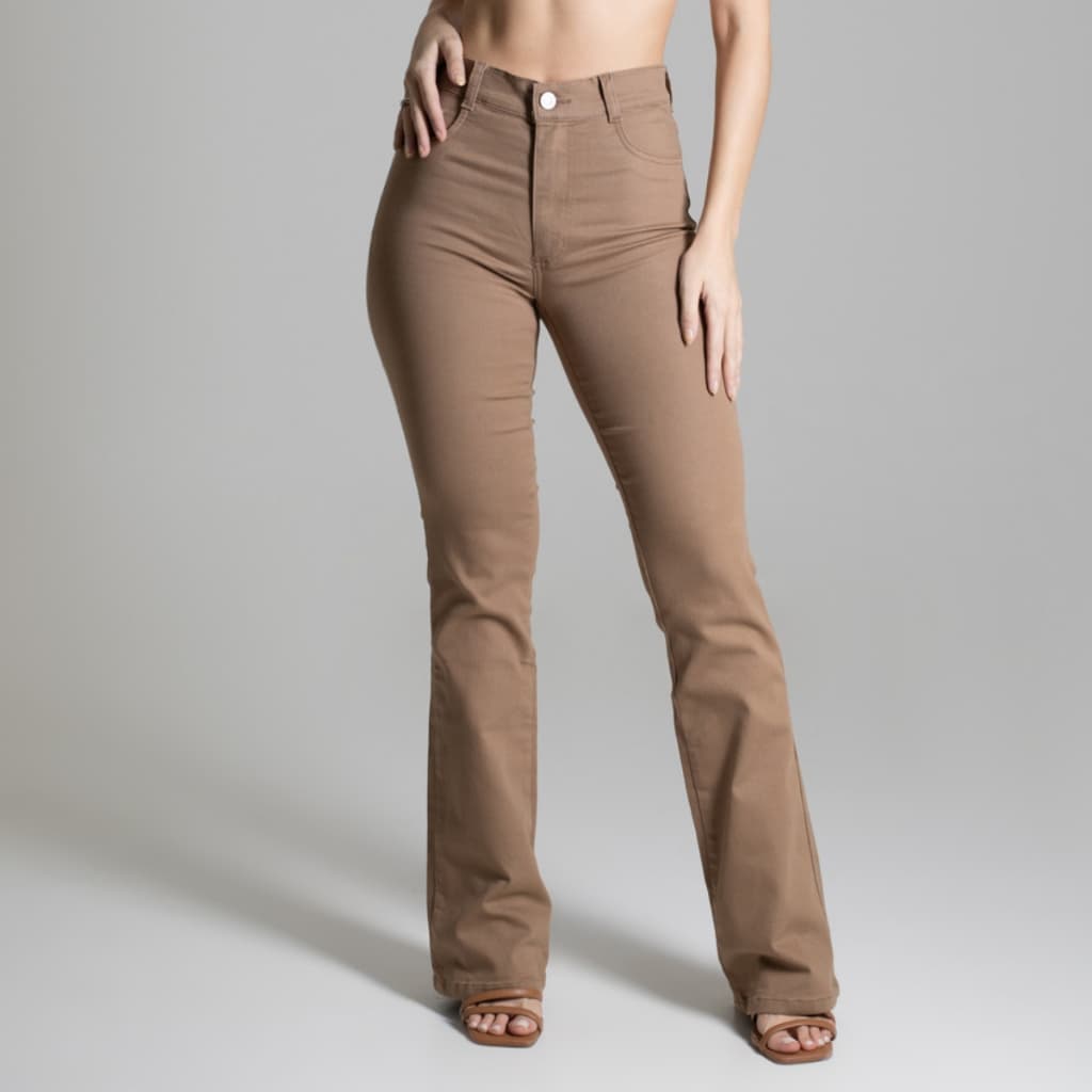 Calça Jeans Feminina Sawary Bootcut Flare Boca de Sino Original Lycra Elastano Confortável Moda Luxo