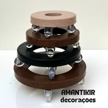 Suporte para vaso Decorativo Reciclável em Polietileno Moderno,   RODIZIO Redondo liso -  P - M - G - GG