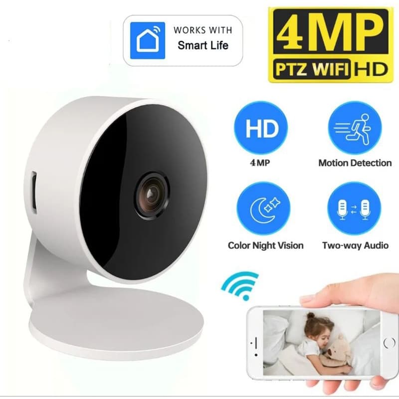 Câmera Tuya, 4MP Full HD, infravermelho, sensor de presença, alarme (Novo)