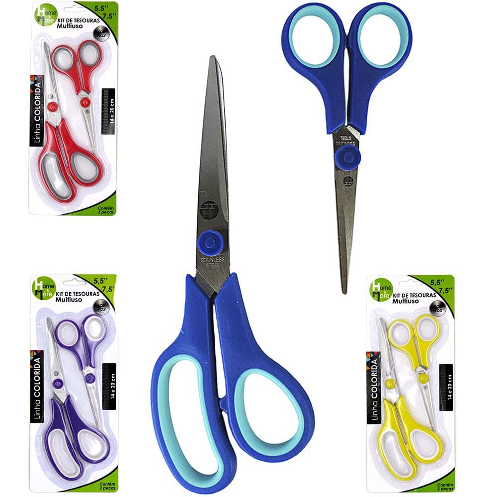 Kit Tesoura de Inox com 2 unidades de 5,5" e 7,5"
