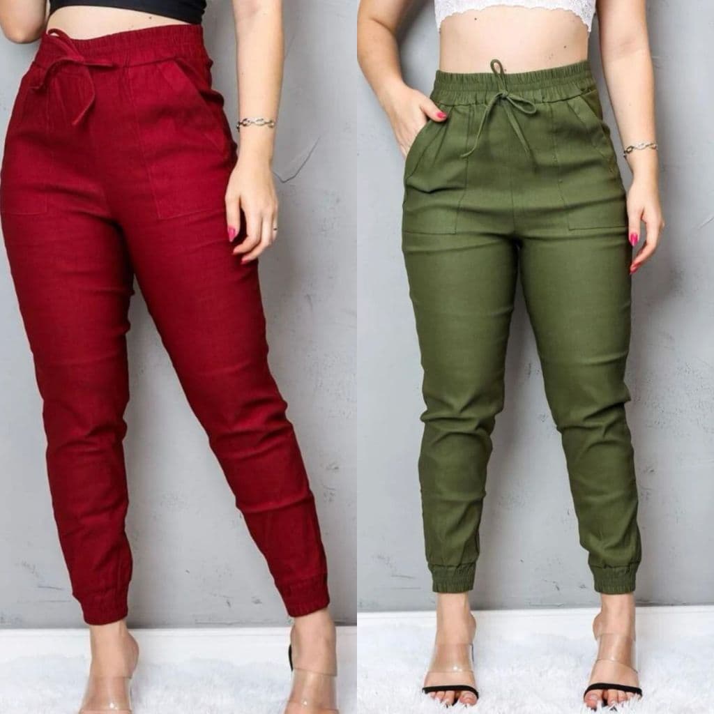 Kit 2 Calça Skinny Bengaline Feminina Com Bolsos Mega Oferta Verão