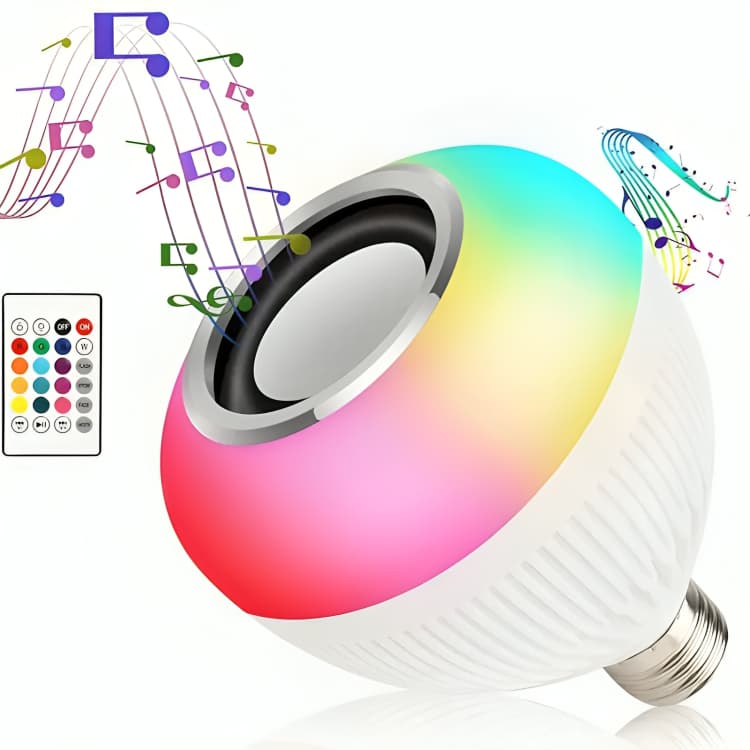 Lampada Bluetooth De Led Caixa De Som C Controle Rgb 12W