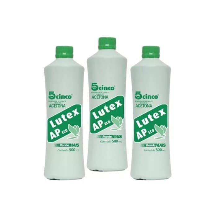 Kit c/ 3 Acetona Lutex ap cinco 500 ml - removedor de esmalte