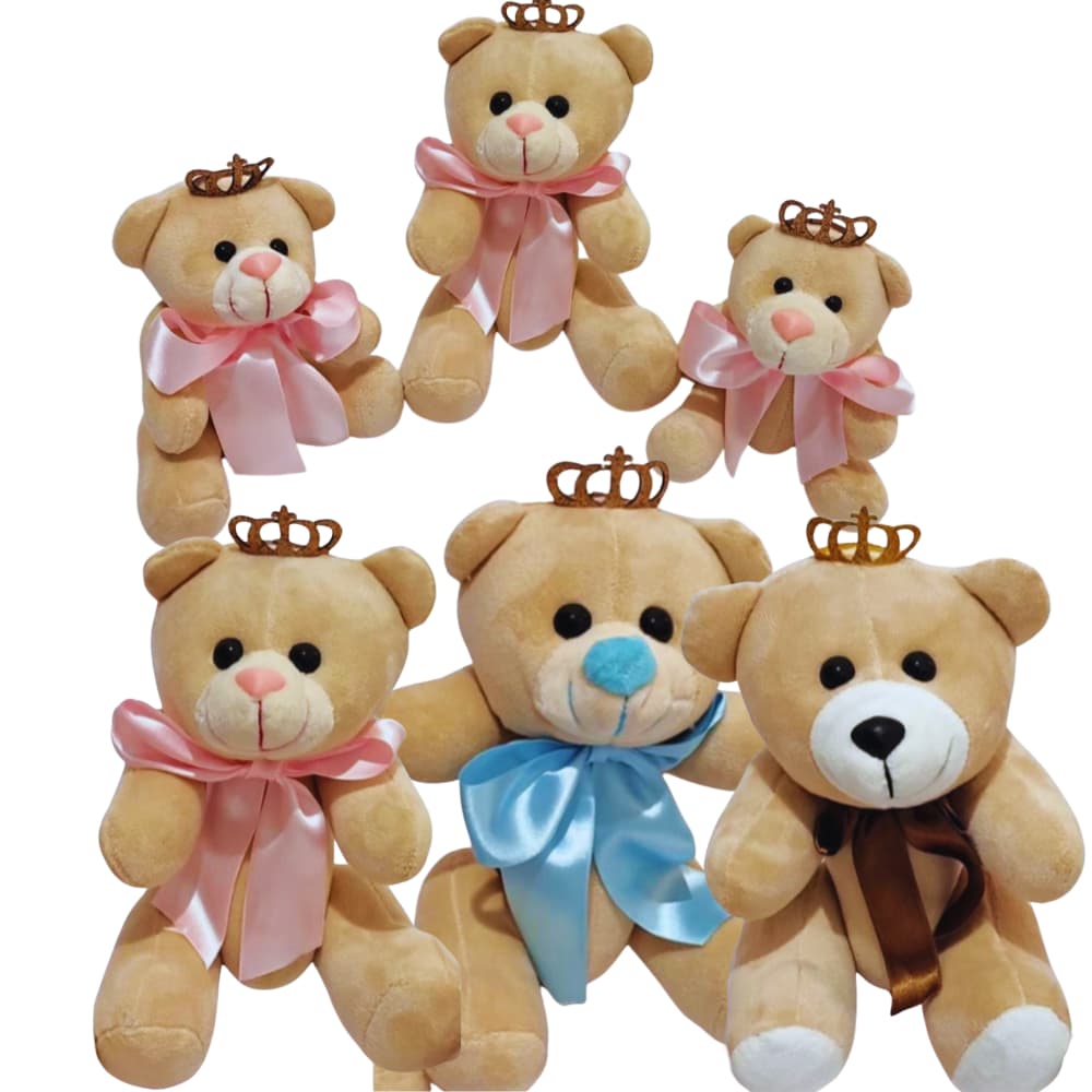 Trio Urso Articulado De pelúcia Com Laço Brinquedo Para crianças Decoração