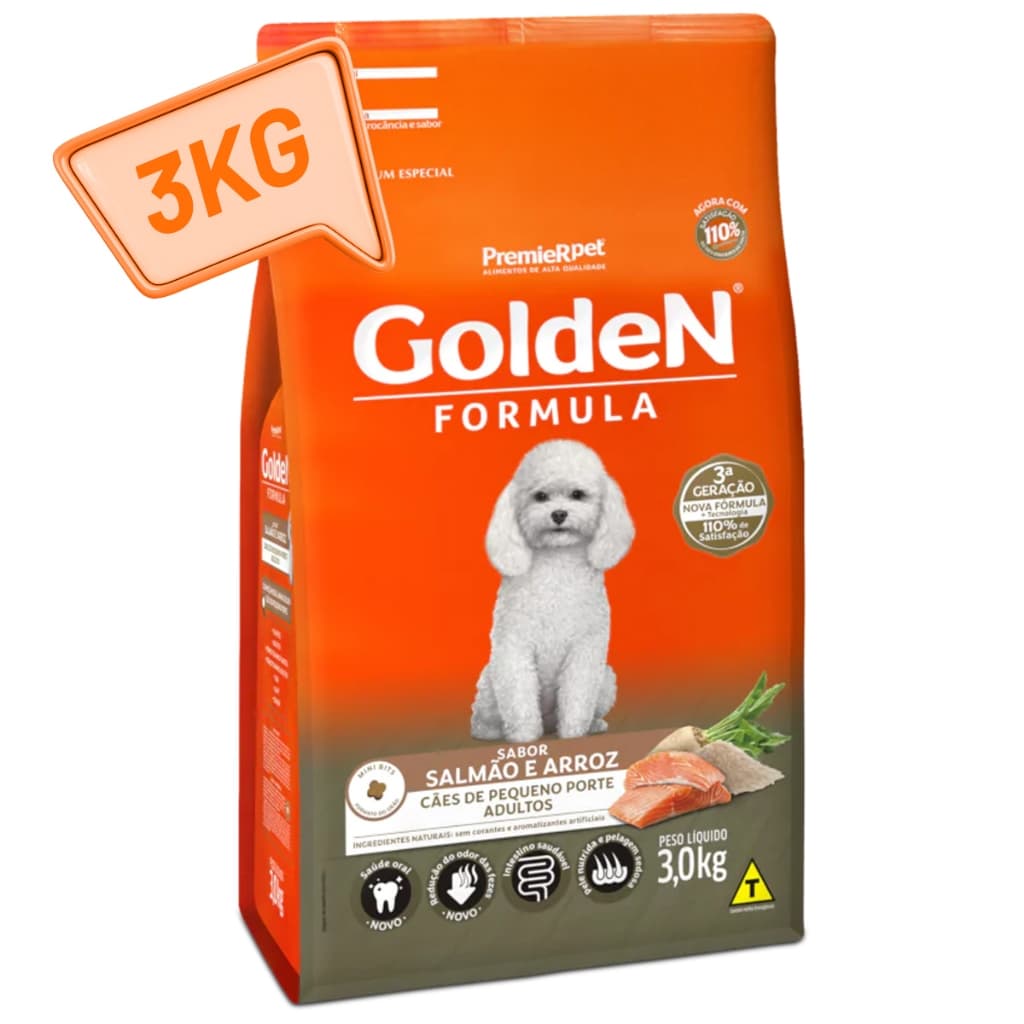 Golden Formula Cães Mini Bits Adultos 3kg Salmão & Arroz