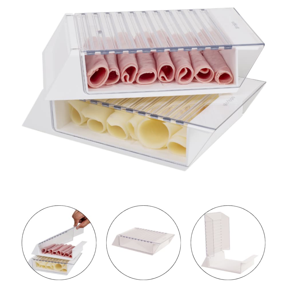 Porta Frios Com Tampa Acrílico Empilhavel Queijo Presunto Moderno Elegante