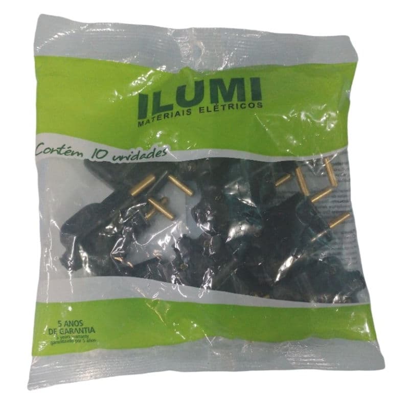 PLUG MACHO KIT 5 UNIDADES  2 PÓLOS 20A INMETRO Cor Preto .