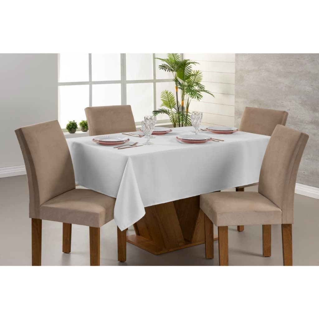 Toalha De Mesa Quadrada Em Tecido Oxford 1,40 x 1,40 Acabamento Bainha