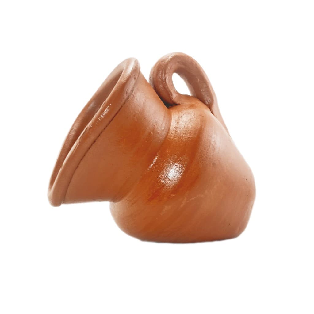 jarro Vaso De Barro Com Alça P/ Plantas Inclinado 14cmx17cm